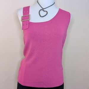 Pink Tank Top with Buckle Accent